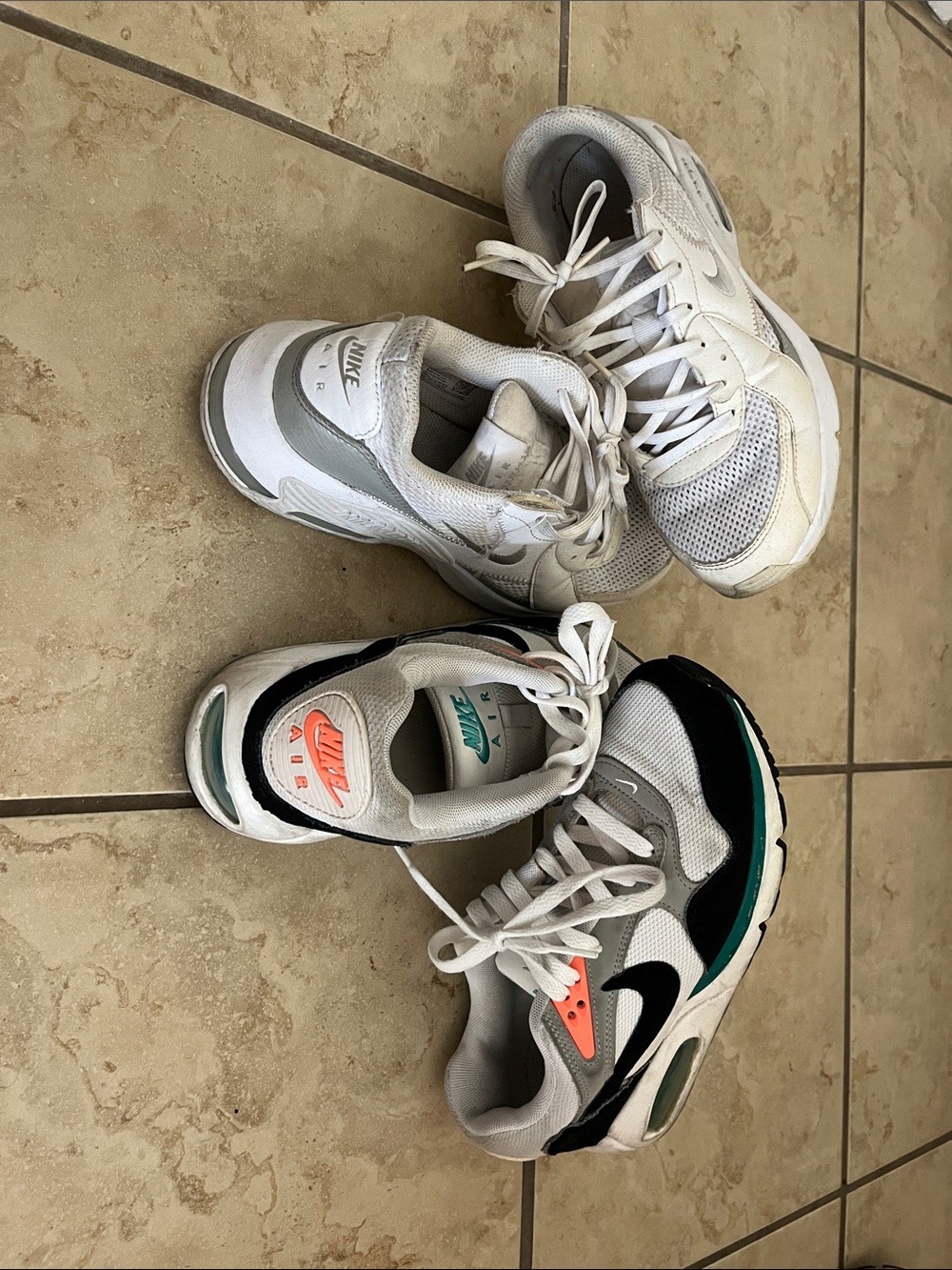 Nike women Two-Pair Sneaker Bundle in White, Black & Teal with Orange Accent